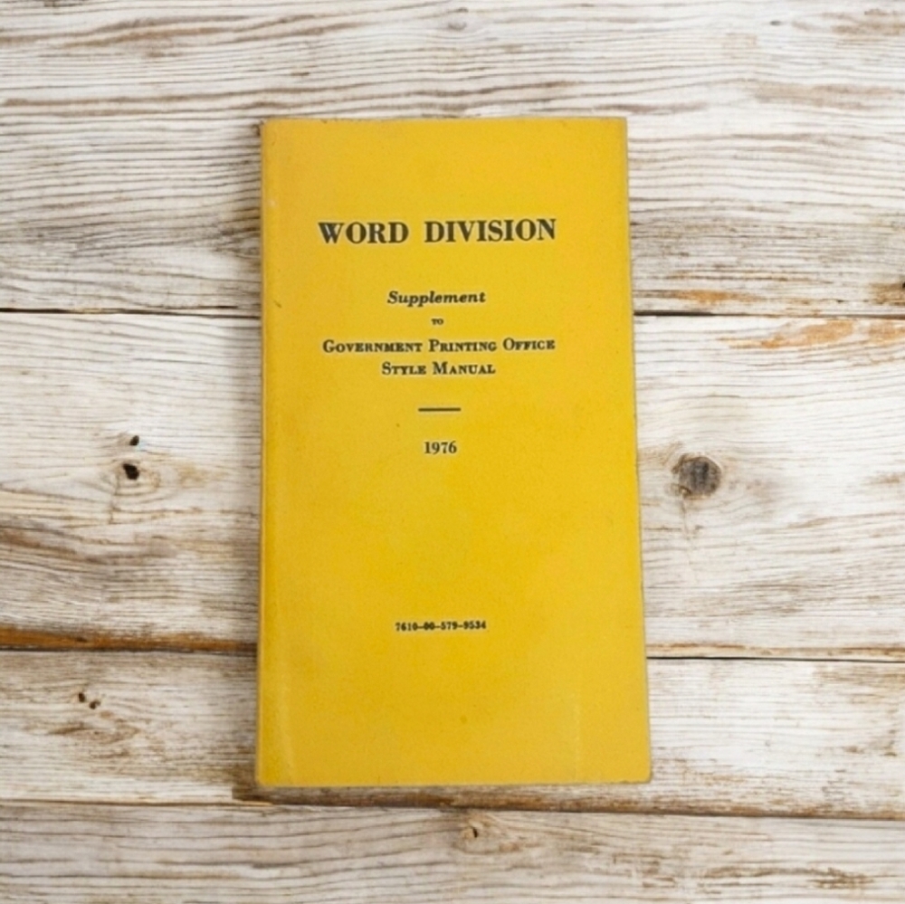 Vintage 1976 USGPO Word Division Guide (GPO Style Manual Supplement)